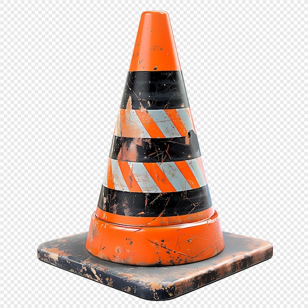 PSD traffic cone on isolated transparent background