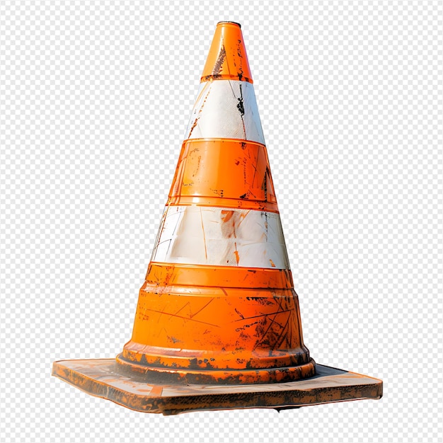 PSD traffic cone on isolated transparent background