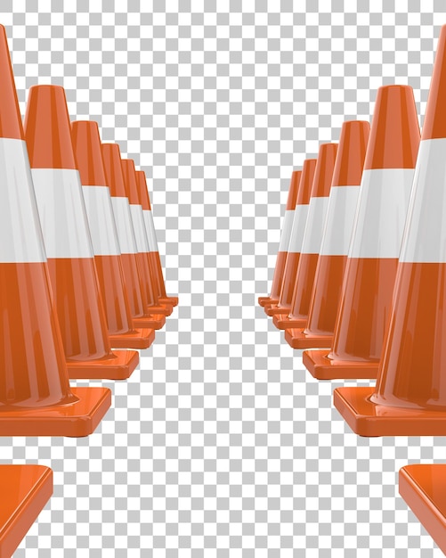 Traffic cone on transparent background 3d rendering illustration