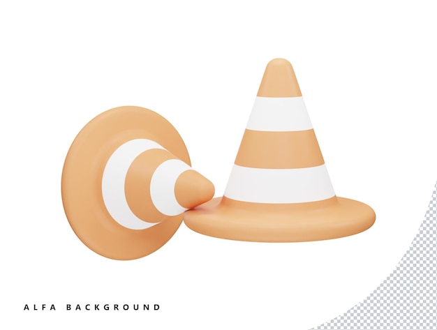 Traffic cone with 3d vector icon cartoon minimal style