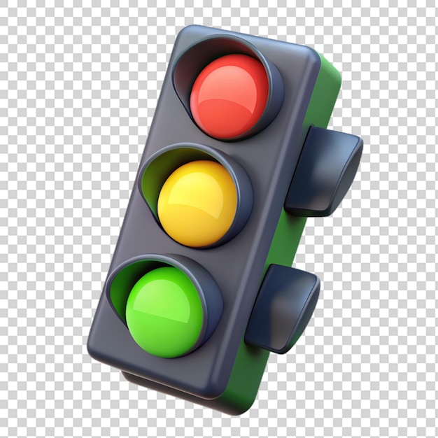 Traffic light 3d top view isolated on transparent background