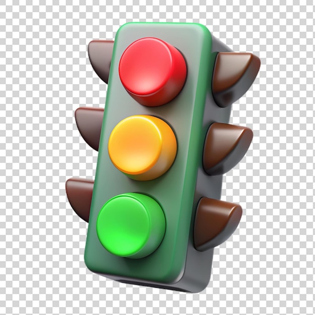 Traffic light 3d top view isolated on transparent background