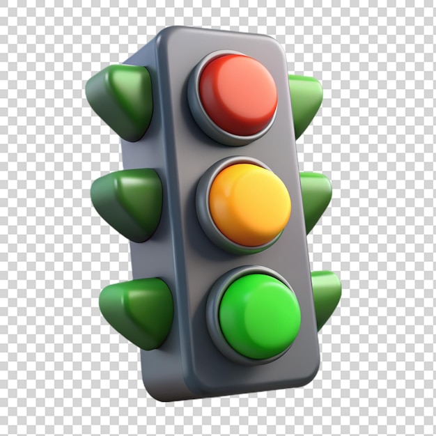 Traffic light 3d top view isolated on transparent background