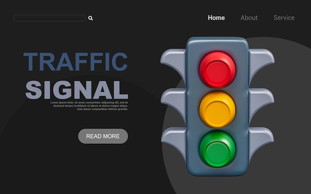 traffic light sign on dark background 3d render concept highway signal road side