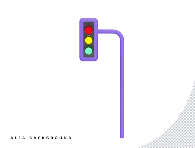 Traffic light with 3d vector icon cartoon minimal style