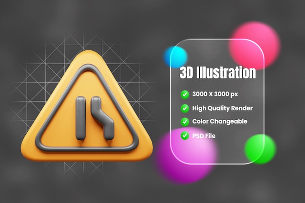 PSD traffic sign and symbol 3d icon or road sign 3d icon