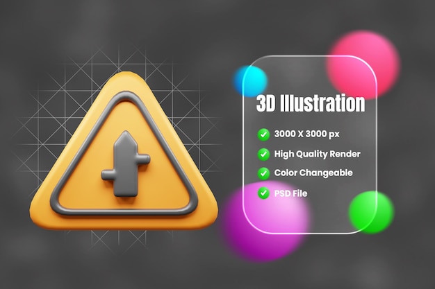 PSD traffic sign and symbol 3d icon or road sign 3d icon