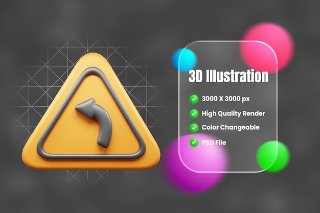 PSD traffic sign and symbol 3d icon or road sign 3d icon