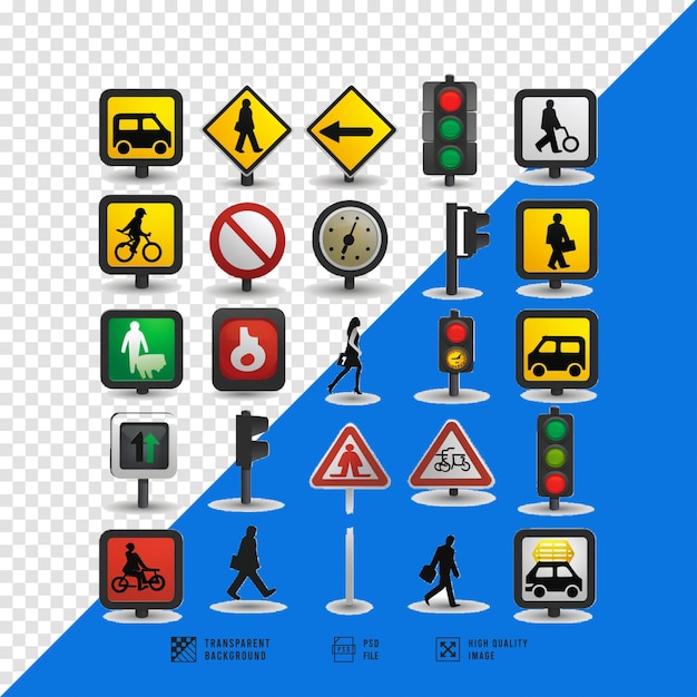 Traffic signs bundle image set without background hd quality