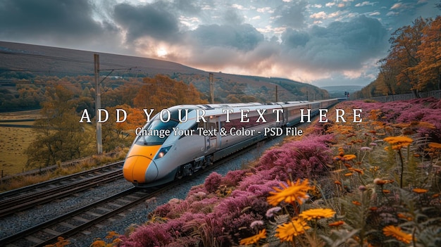 PSD train journey through autumnal landscape