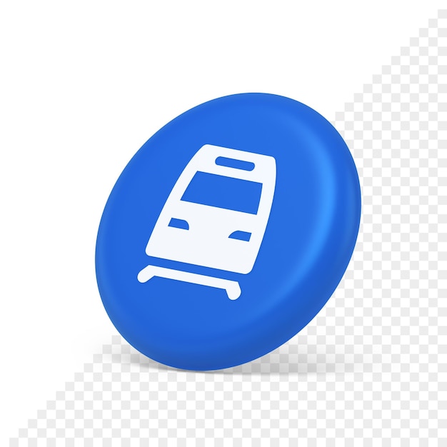 Train railway subway locomotive button rail passenger transportation travel 3d isometric realistic icon