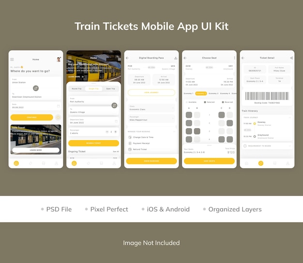 Train Tickets Mobile App UI Kit