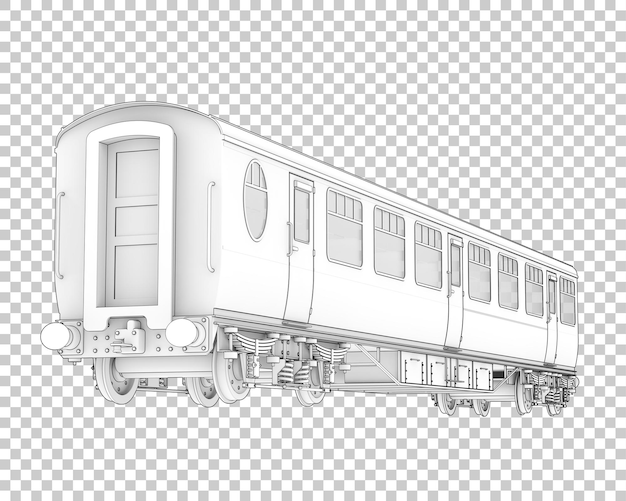 PSD train wagon on transparent background 3d rendering illustration