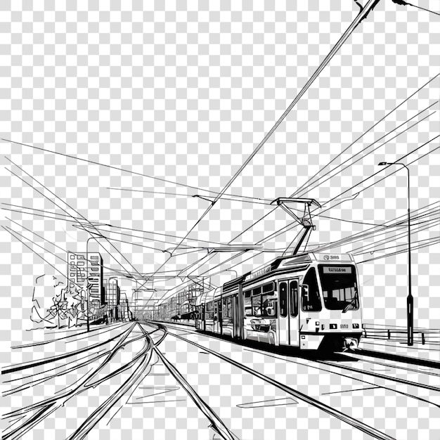 PSD tram lines transparent background vector element