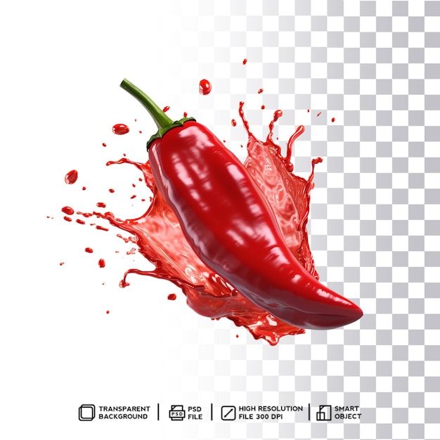 Translucent Chili Liquid Splash on Transparent Background