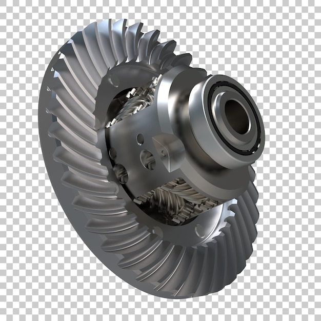 Transmission cog wheels on transparent background 3d rendering illustration