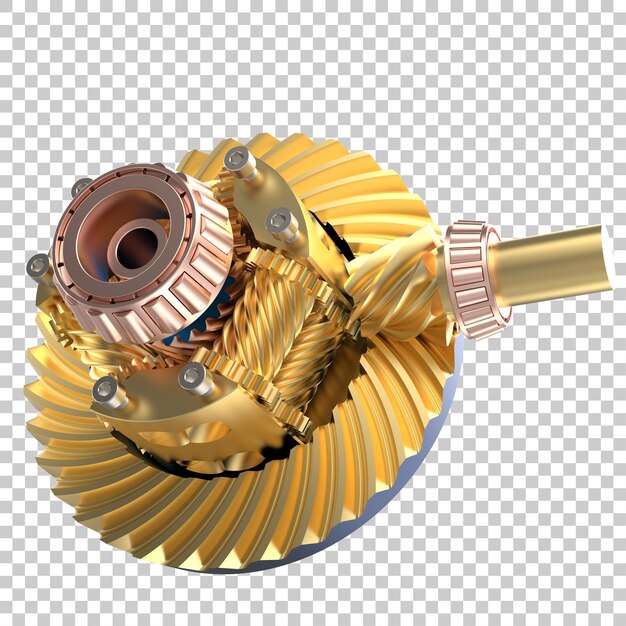 Transmission cog wheels on transparent background 3d rendering illustration