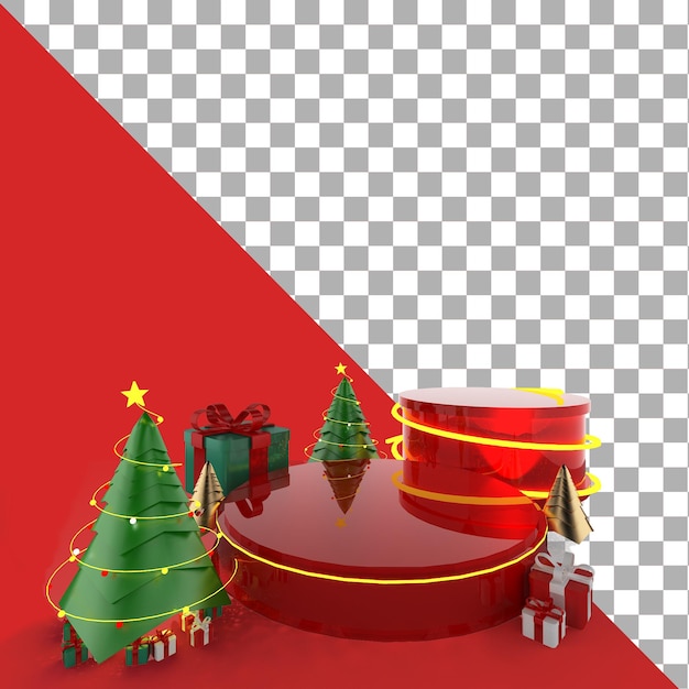 PSD transparant realistic 3d rendering stage christmas day