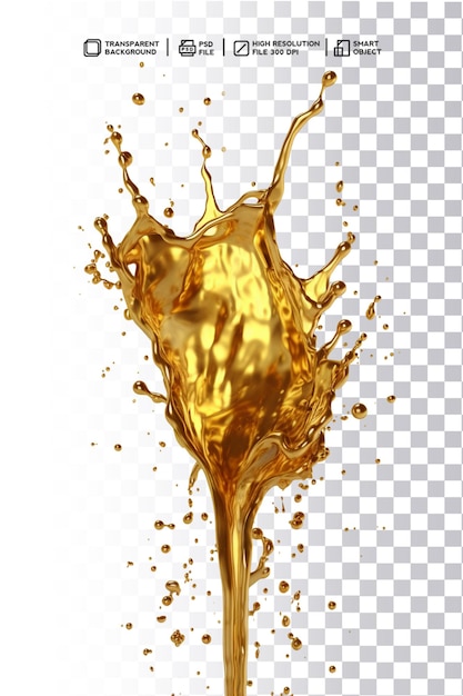 Transparency Enhanced PSD Golden Metallic Shiny Splash Liquid Swirl with Gradient Effect