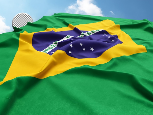 Transparent and 3D Visualization of Brazilian National Flag waving in the sky