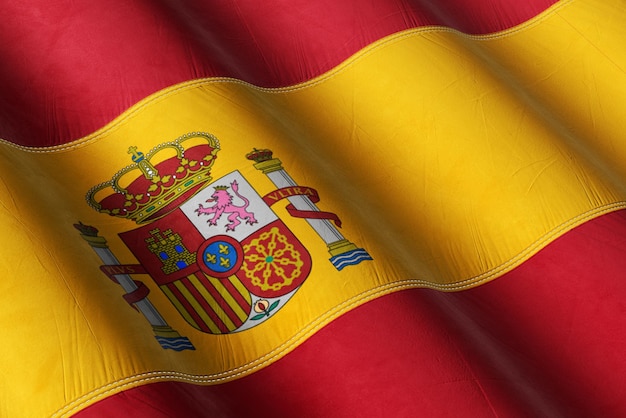 PSD transparent 3d visualization of spain flag waving