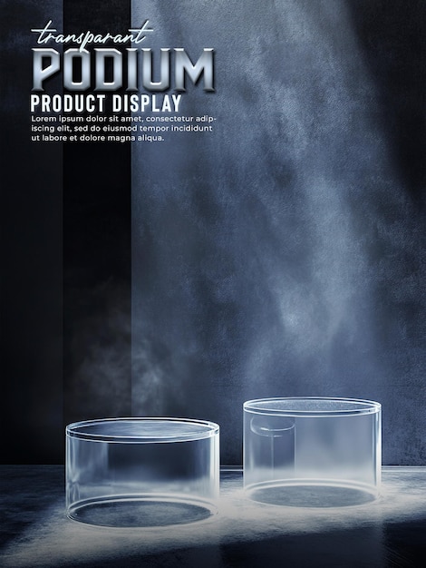 PSD transparent acrylic podium for presentation product mockup display