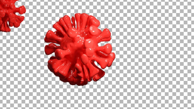 Transparent background of d render of the corona virus with a sticky appearance, emferdad conception and omicron mutation