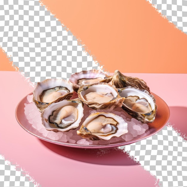 transparent background fresh oyster on dish