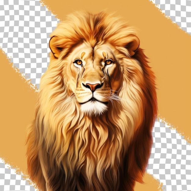 transparent background golden lion with clipping path