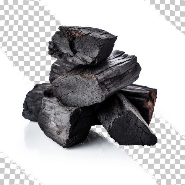 transparent background isolated natural wood charcoal traditional charcoal or hard wood charcoal with clipping path