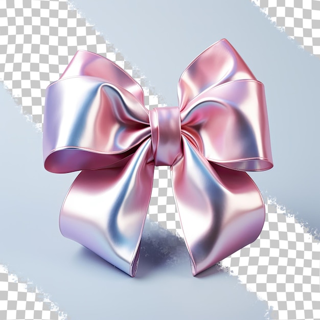 transparent background isolated silver bow for gift wrapping