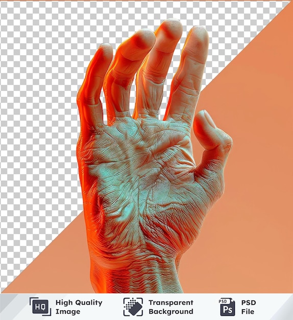 transparent background man hand with v shaped fingers mockup of a human hand