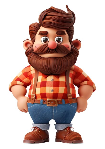 PSD transparent background png3d cartoon lumberjack standing