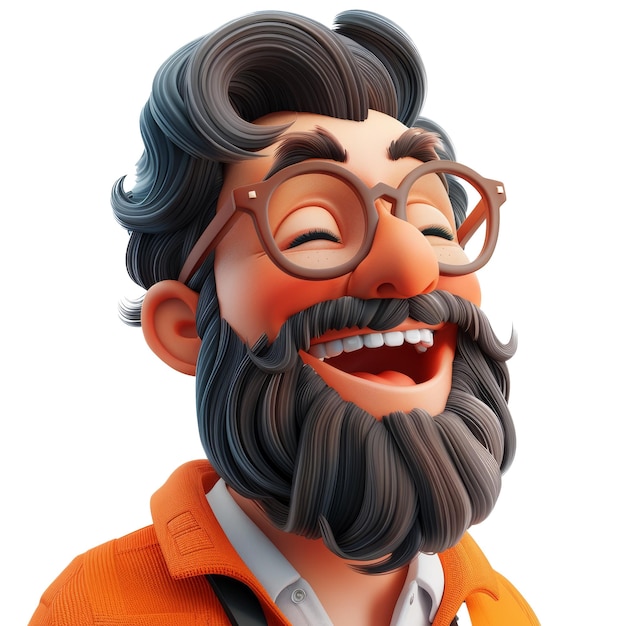 Transparent Background PNGLaughing Cartoon Man with Eyeglasses