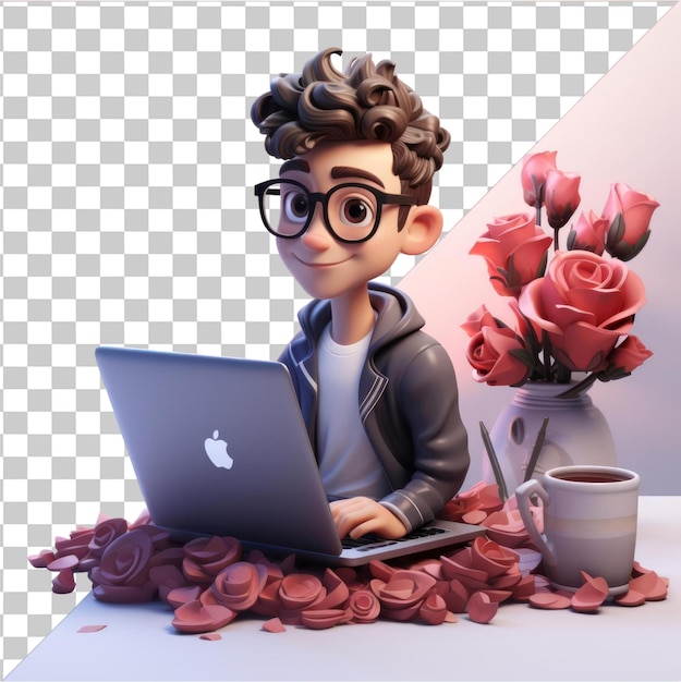 Transparent Background PSD 3D programmer cartoon coding software