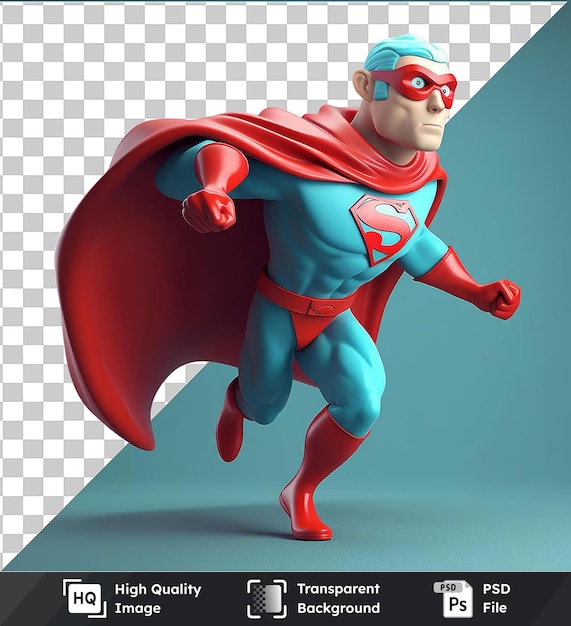 PSD transparent background psd 3d superhero cartoon saving the day