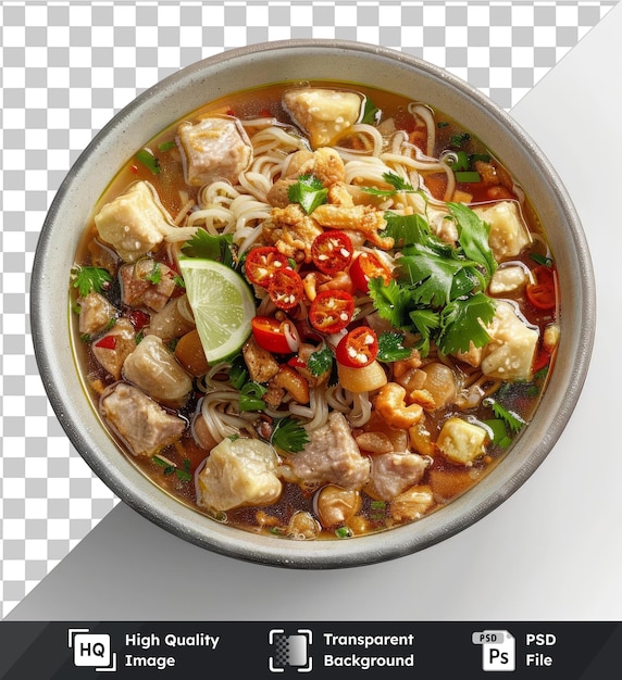 transparent background psd bowl of soto ayam for ramadan breaking fast