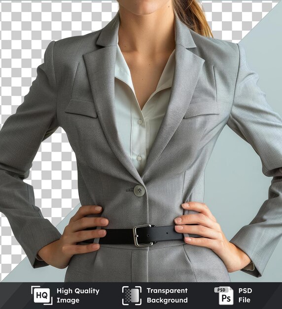 transparent background psd business woman hands on hips isolated on isolated background