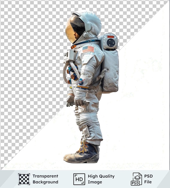 transparent background psd child in an astronaut costume isolated on transparent background