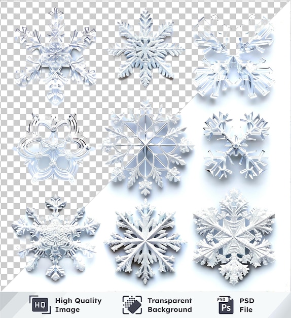 PSD transparent background psd collection set of snowflakes png and psd files