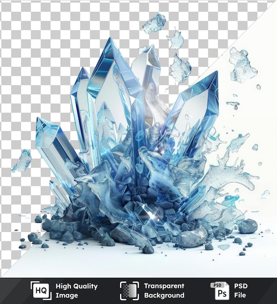 transparent background psd crystal ice shards splash vector symbol sharp blue crystals on a isolated background