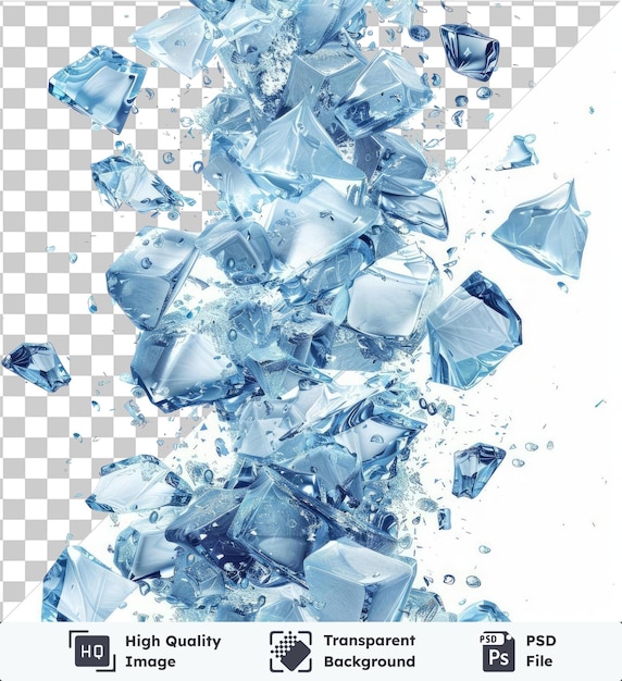 transparent background psd crystal shard burst vector symbol ice splinters in the air