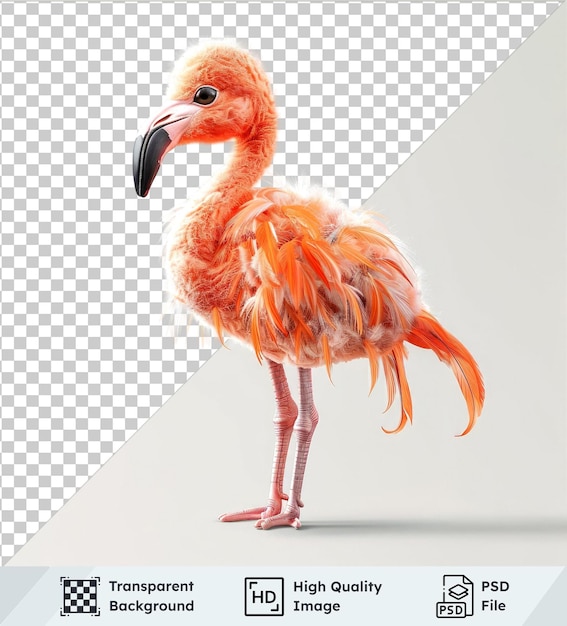 PSD transparent background psd cute baby flamingo vector illustration