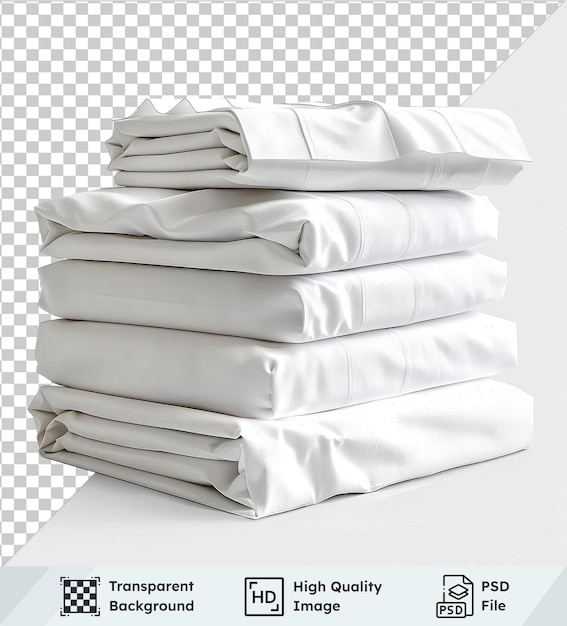 PSD transparent background psd egyptian cotton sheets in crisp white set isolated