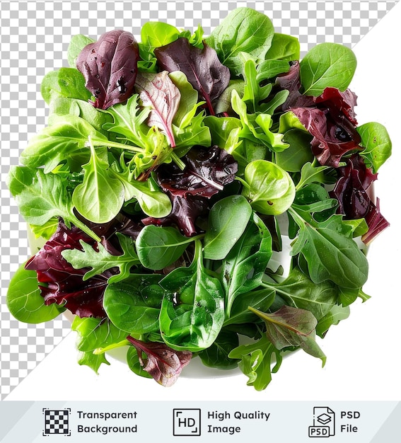 PSD transparent background psd hyperealistic high quality mixed greens in a bowl