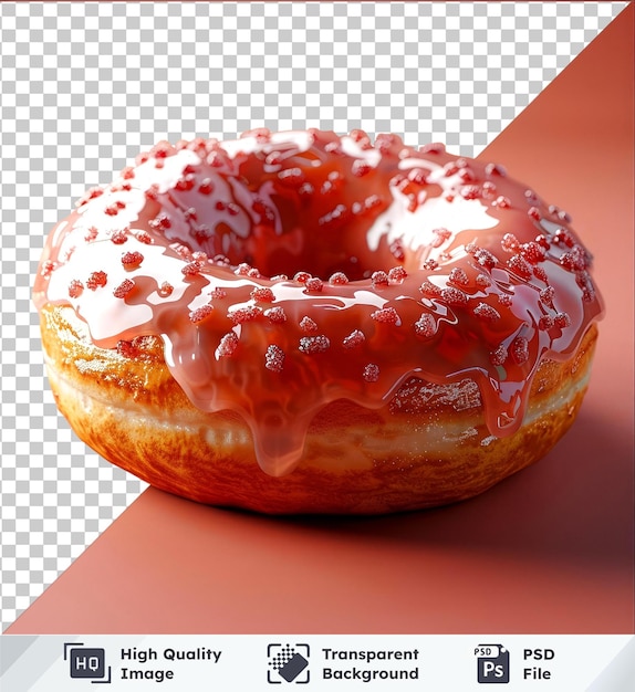 Transparent background psd jelly doughnut png clipart with white donut red and white sprinkle dark