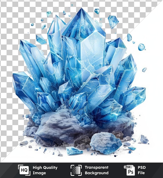 transparent background psd liquid crystal splash vector symbol gemstone blue crystals on a isolated background