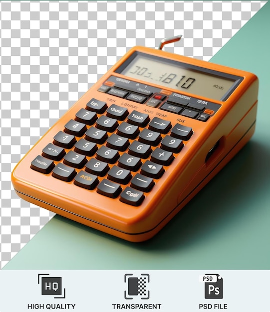 transparent background psd an orange calculator with black and gray buttons