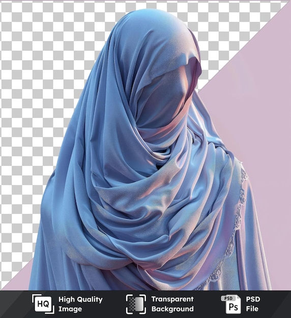 PSD transparent background psd ramadan traditional hijab with a blue scarf