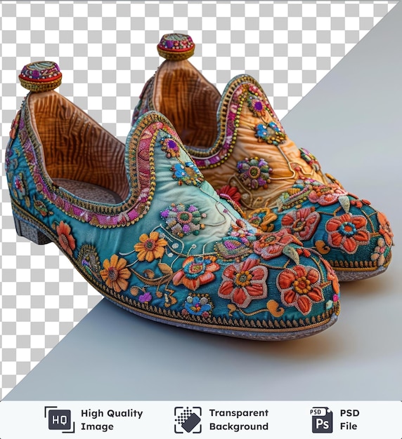 transparent background psd ramadan traditional shoes adorned with an orange flower